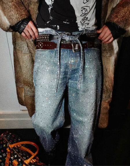 20K Swarovski Diamond Pants Blue – front view