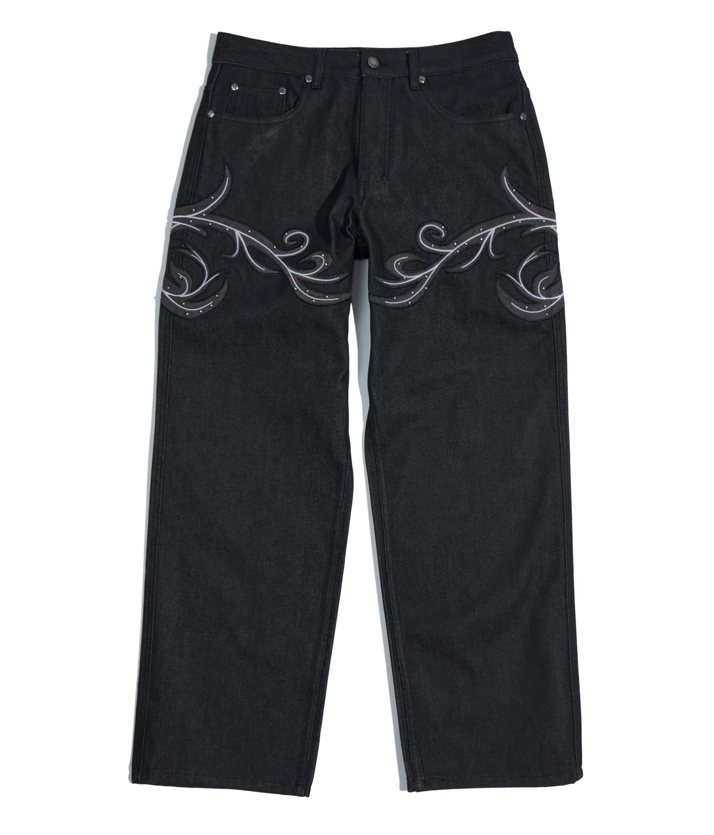 Leather Patch Vine Jeans – front view