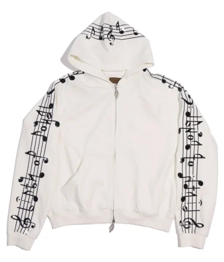 Crystal Notes Raglan Hoodie White – front view
