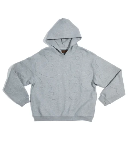 3D Flower Relief Hoodie Gray – front view