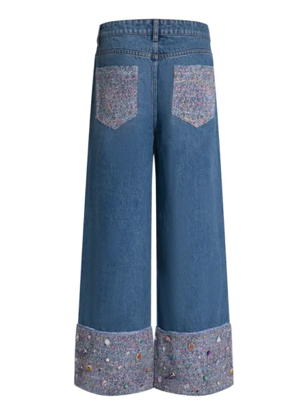Tweed Patchwork Wide Jeans