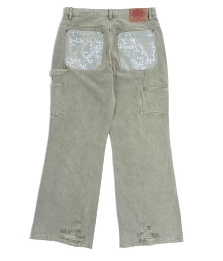 Beaded Embroidery Carpenter Pants – back view