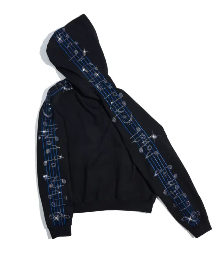 Crystal Notes Raglan Hoodie Black – back view