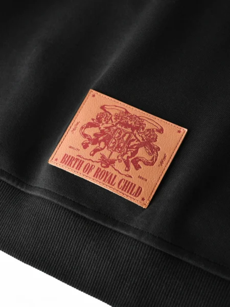 3D Flower Relief Hoodie Black – detail view